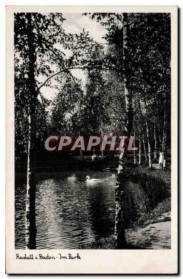 CPA Rasdall i Baden Im park Cygne