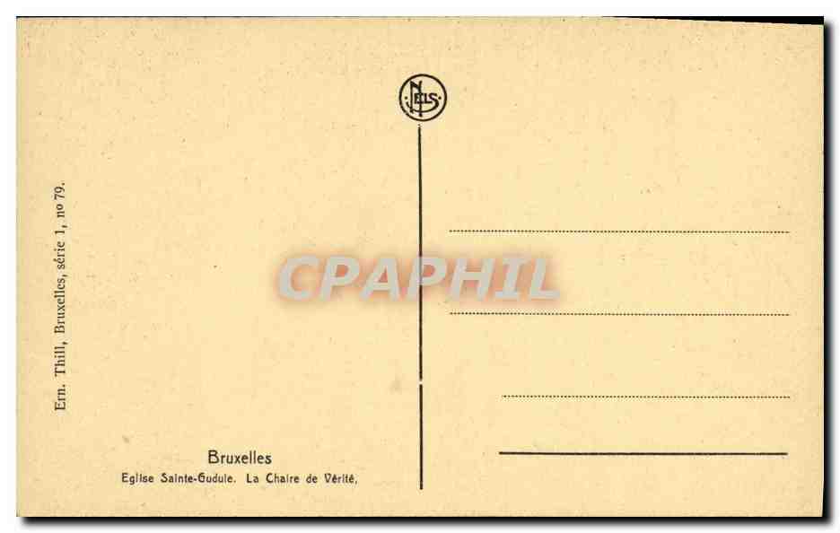CPA Bruxelles Eglise Sainte Gudule La Chaire de Verite — Rückseite