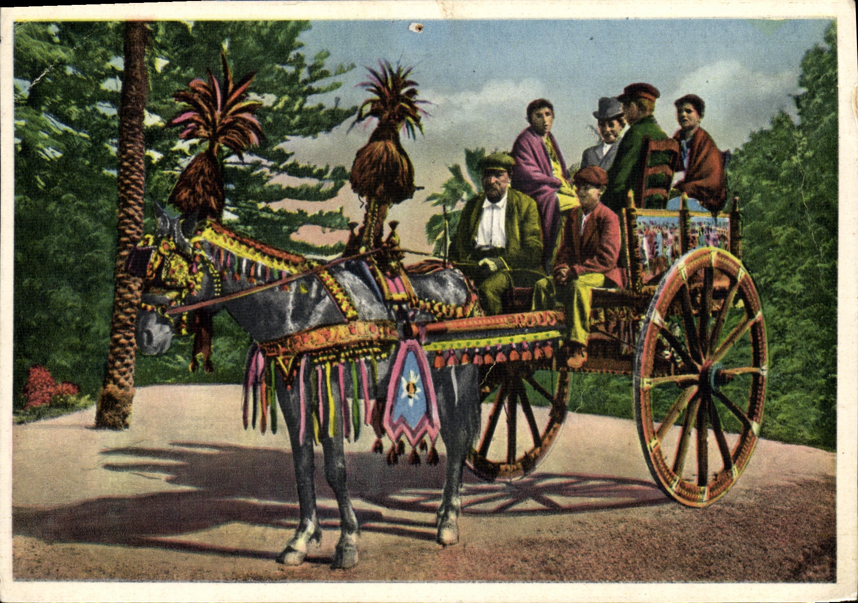 CPA Carretto Siciliano Sicile Chevaux Folklore 