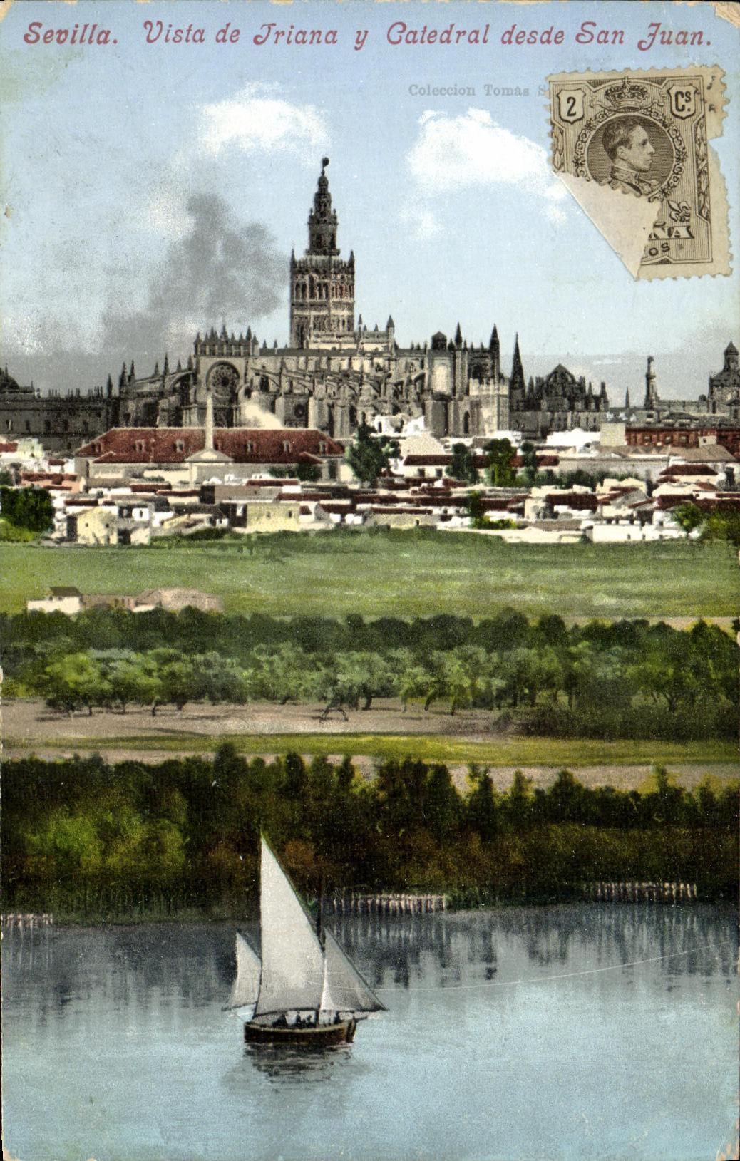 CPA Sevilla Vista de Triana Y Catedral desde San Juan