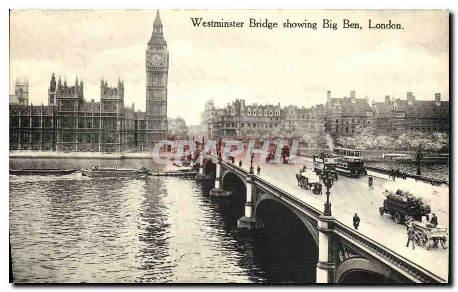 CPA Westminster Bridge Showing Big Ben London