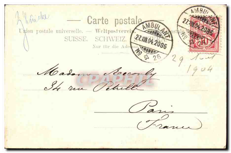 CPA Klausenslrasse Mil Claridenstok Urnerboden — Rückseite