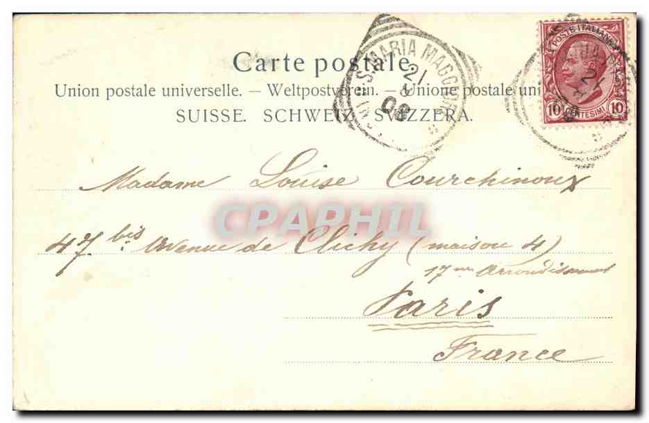 CPA Ponte Sull Jsorno Intragna — Rückseite