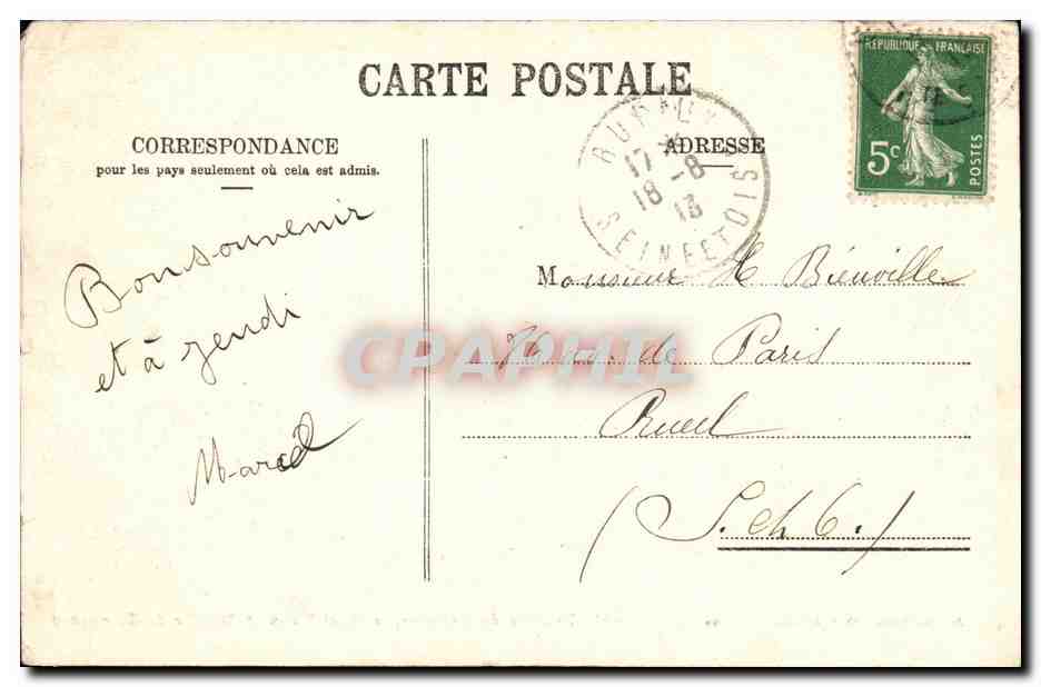 CPA Pavillon de Bellevue le Mont Blanc et Aiguille de Bionassay — Rückseite