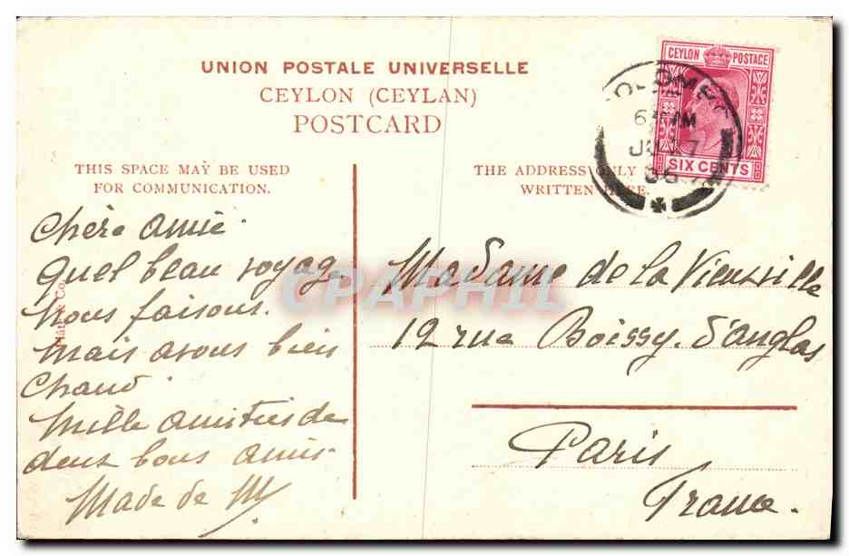 York Street, from the Jetty, Colombo — vue urbaine coloniale — éditeur non identifié — Rückseite