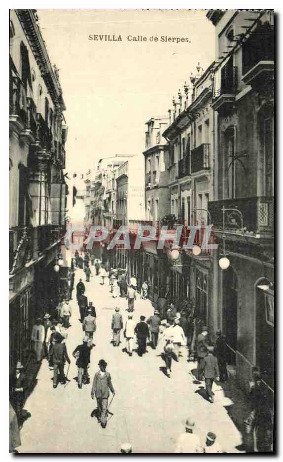 Sevilla - Calle de Sierpes — vue de rue animée — Phototypia de Iaunse y Mernet, Madrid