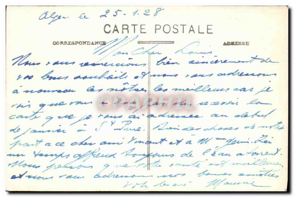 CPA Alger Carreiour de l Agha Le Marche Clauzel — Back