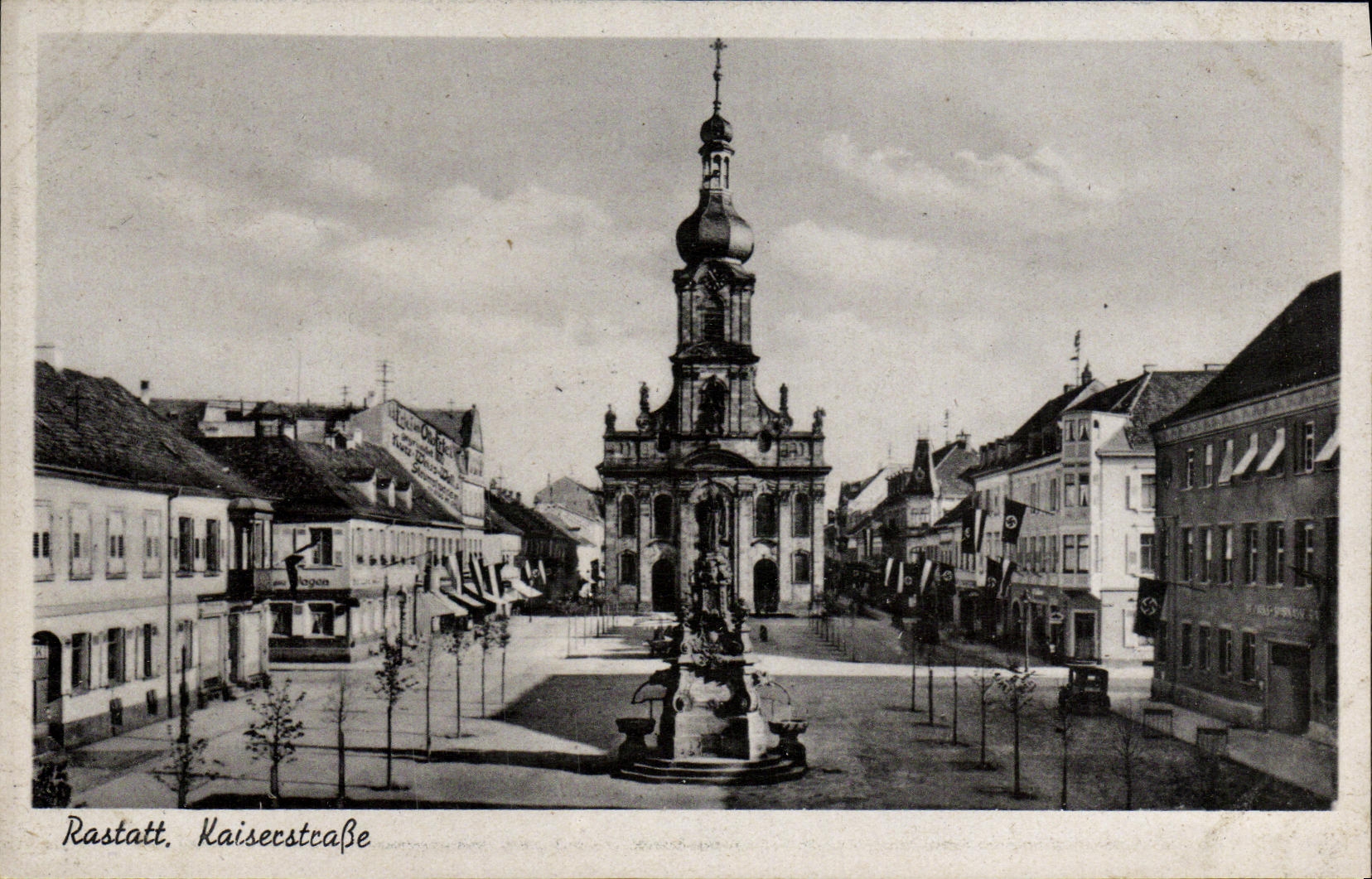 CPA Rastatt Kaiserstrasse Drapeau nazi