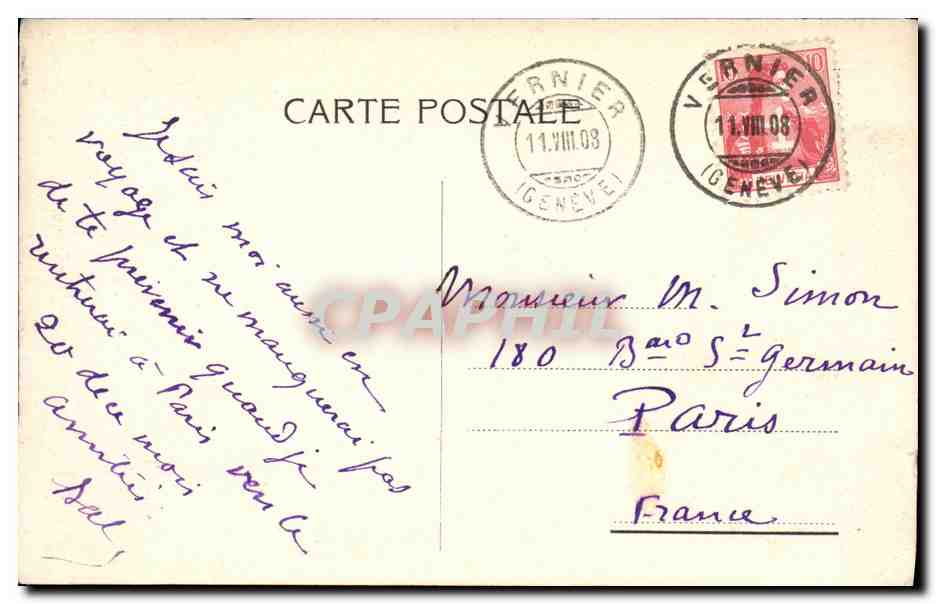 CPA Geneve Quai du Mont Blanc — Rückseite