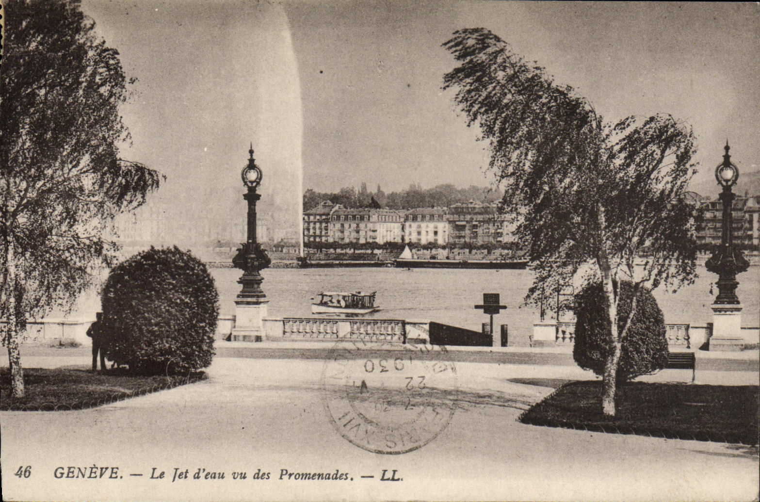 CPA Geneve Le Jet d eau vu des Promenades