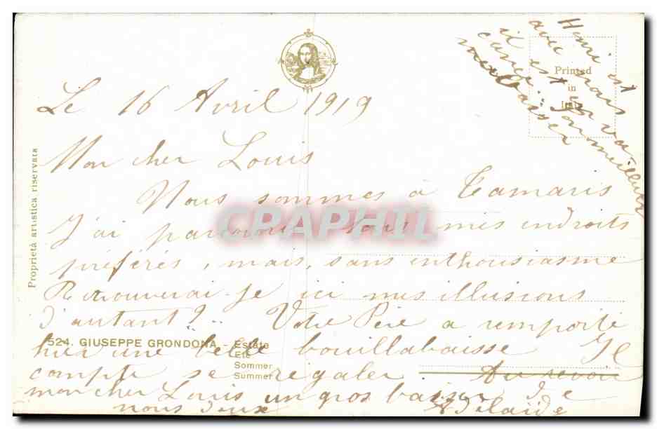 CPA Giuseppe Grondona Estate Ete — Rückseite