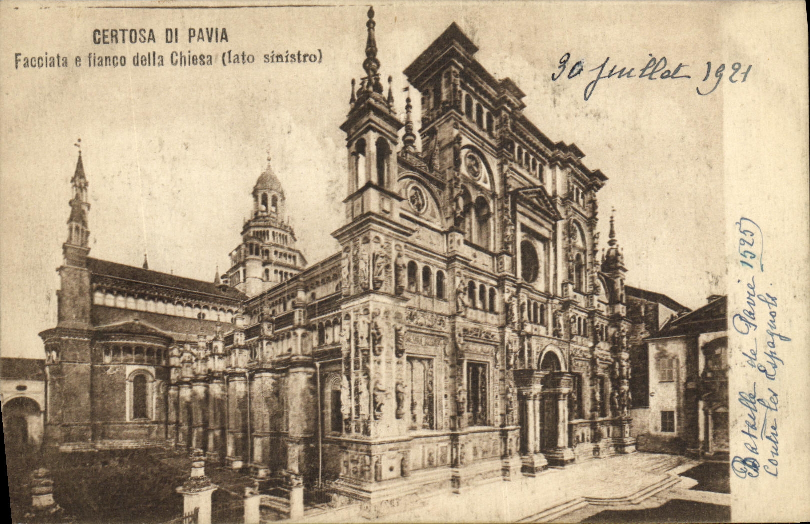 CPA Certosa di Pavia Facciata e Itanco della Chiesa