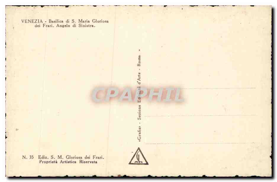 CPA Venezia Basilica di S Maria Glorisa dei Frari Angelo di Sinistra — Rückseite