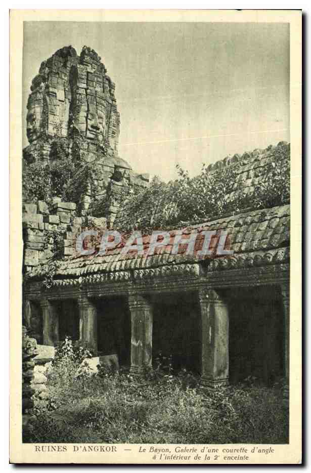 Ruines d'Angkor — Le Bayon, Galerie d'une courrette d'angle à l'intérieur de la 2e enceinte — Edition Photo NADAL Saigon 117
