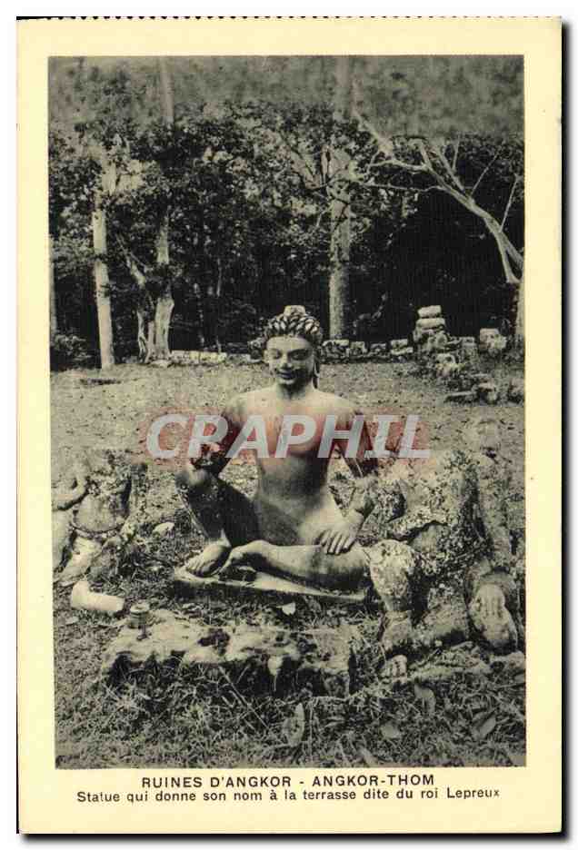 Ruines d'Angkor - Angkor-Thom — Statue du roi Lepreux — Edition Photo NADAL, Sägen Braun