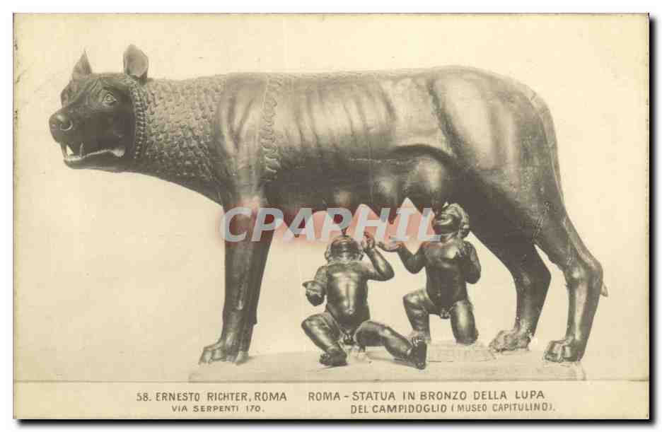 CPA Ernesto Richter Roma Statua In Bronzo Della Lupa