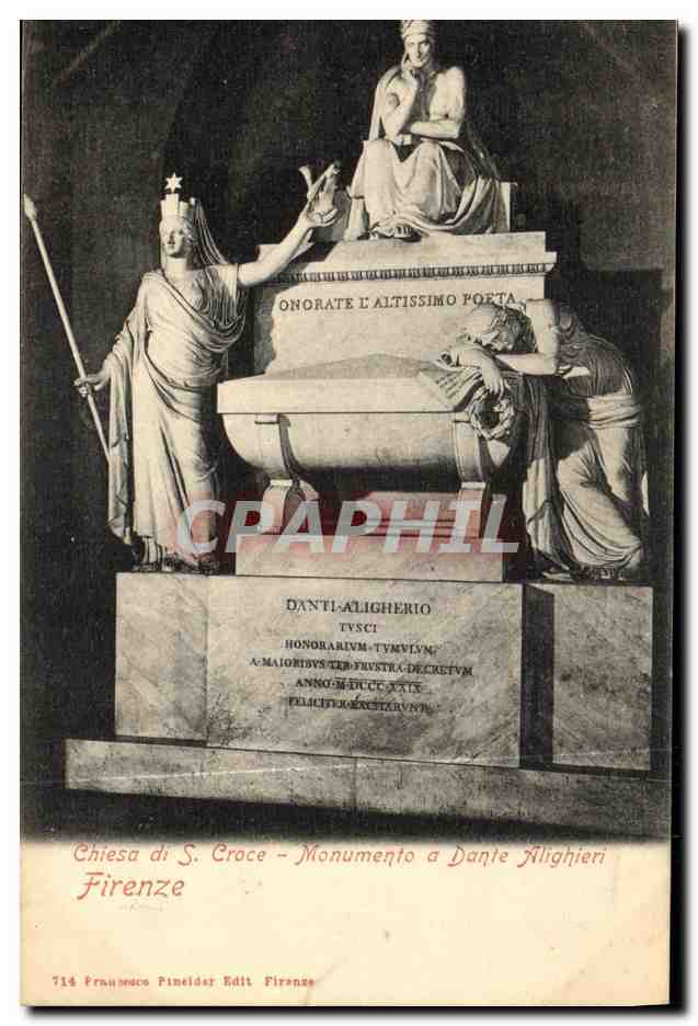 CPA Firenze Chiesa di S Croce monumento a Dante Aligheri