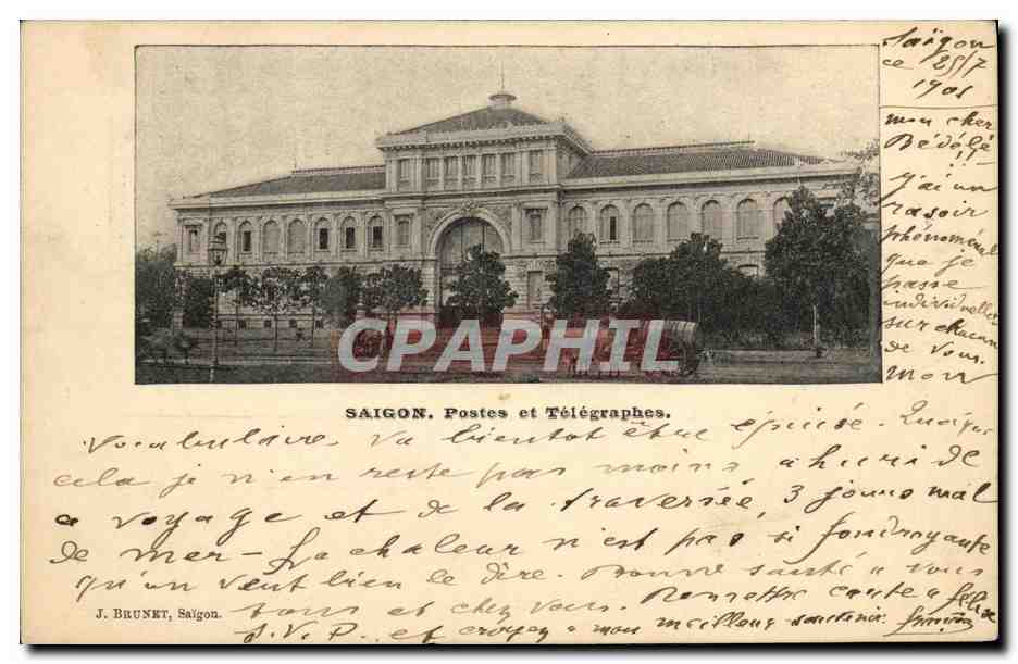 Saïgon — Postes et Télégraphes — J. Brunet, Saïgon