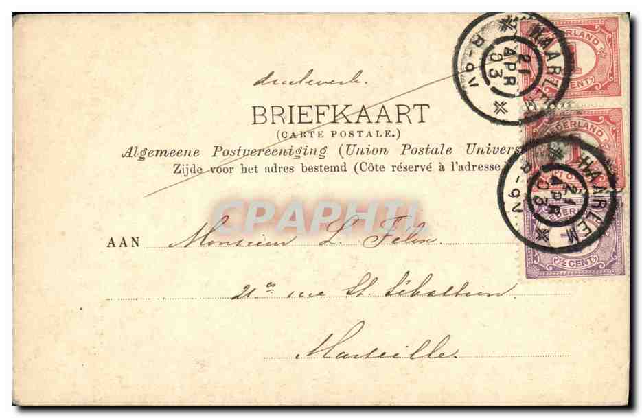 Visite du Prince Hendrik à Haarlem — 7 juin 1902 — éditée par F. J. Frölich Haarlem — Verso