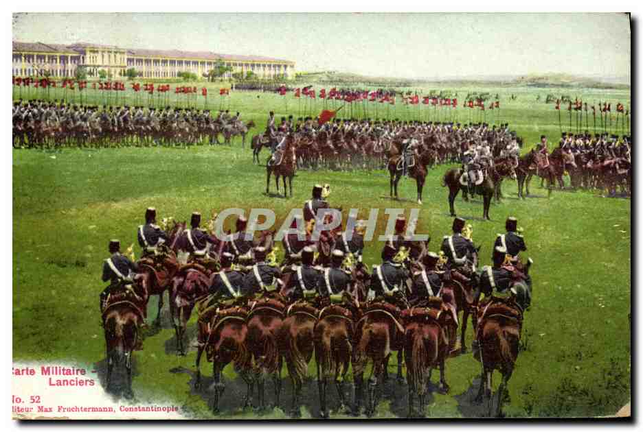 CPA Carte militaire Lanciers Militaria