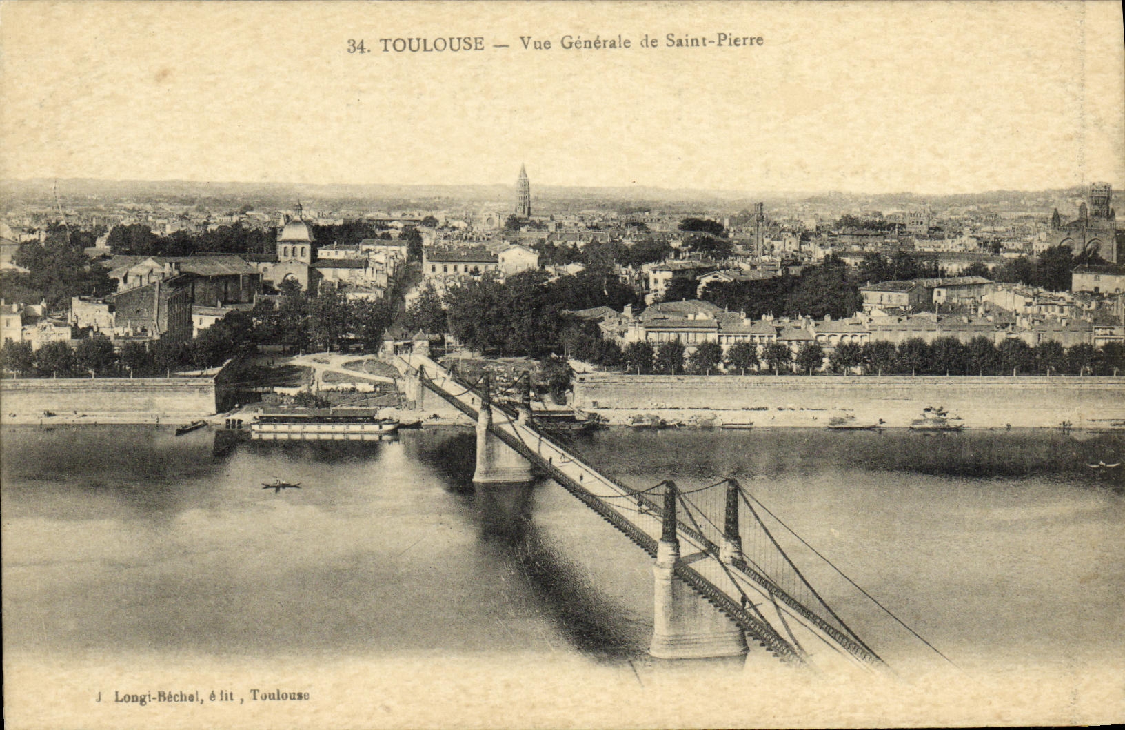 Toulouse — Vue Générale de Saint-Pierre — J. Longi-Béchel, édit, Toulouse