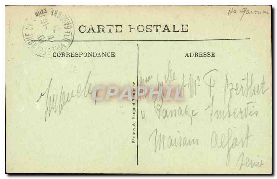 CPA Toulouse Jardin du Capitole Le Donjon — Verso