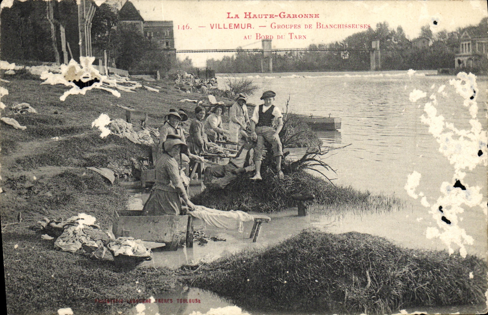 CPA Villemur Groupes De Blanchisseuses au bord du TArn TOP