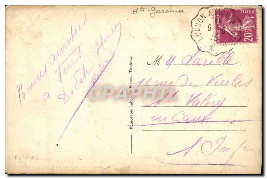 Luchon-Superbagnères — Le sommet du Plateau (alt. 1814 m.) — Les Pyrénées Centrales — Phototypie Laboucze Frères - Toulouse — Rückseite