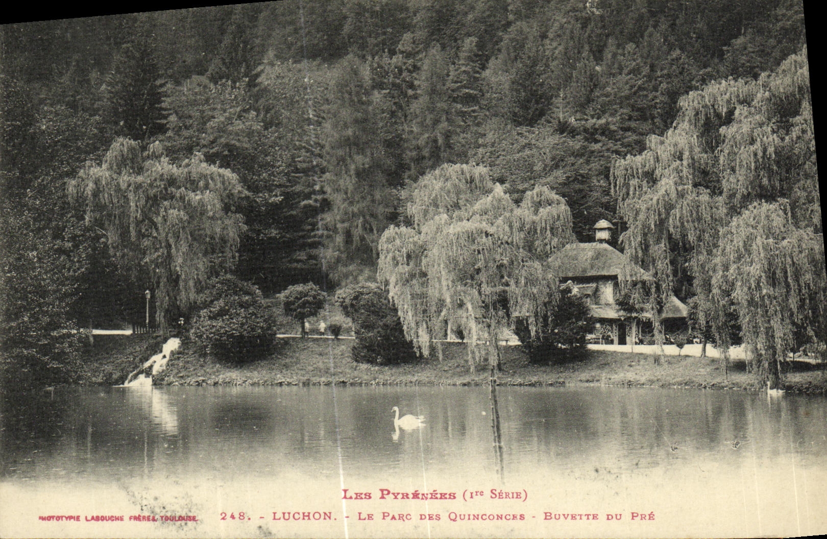 Luchon - Le Parc des Quinconces - Buvette du Pré — Phototypie Labouche Frères, Toulouse, n°248, 1ère Série