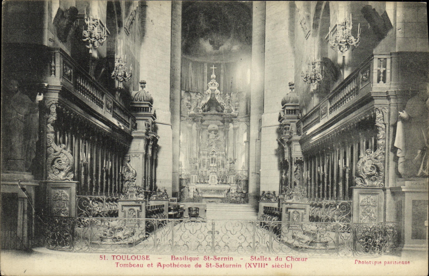CPA Toulouse Basilique St Sernin Stalles du Choeur Tombeau et apotheose de St Saturnin 