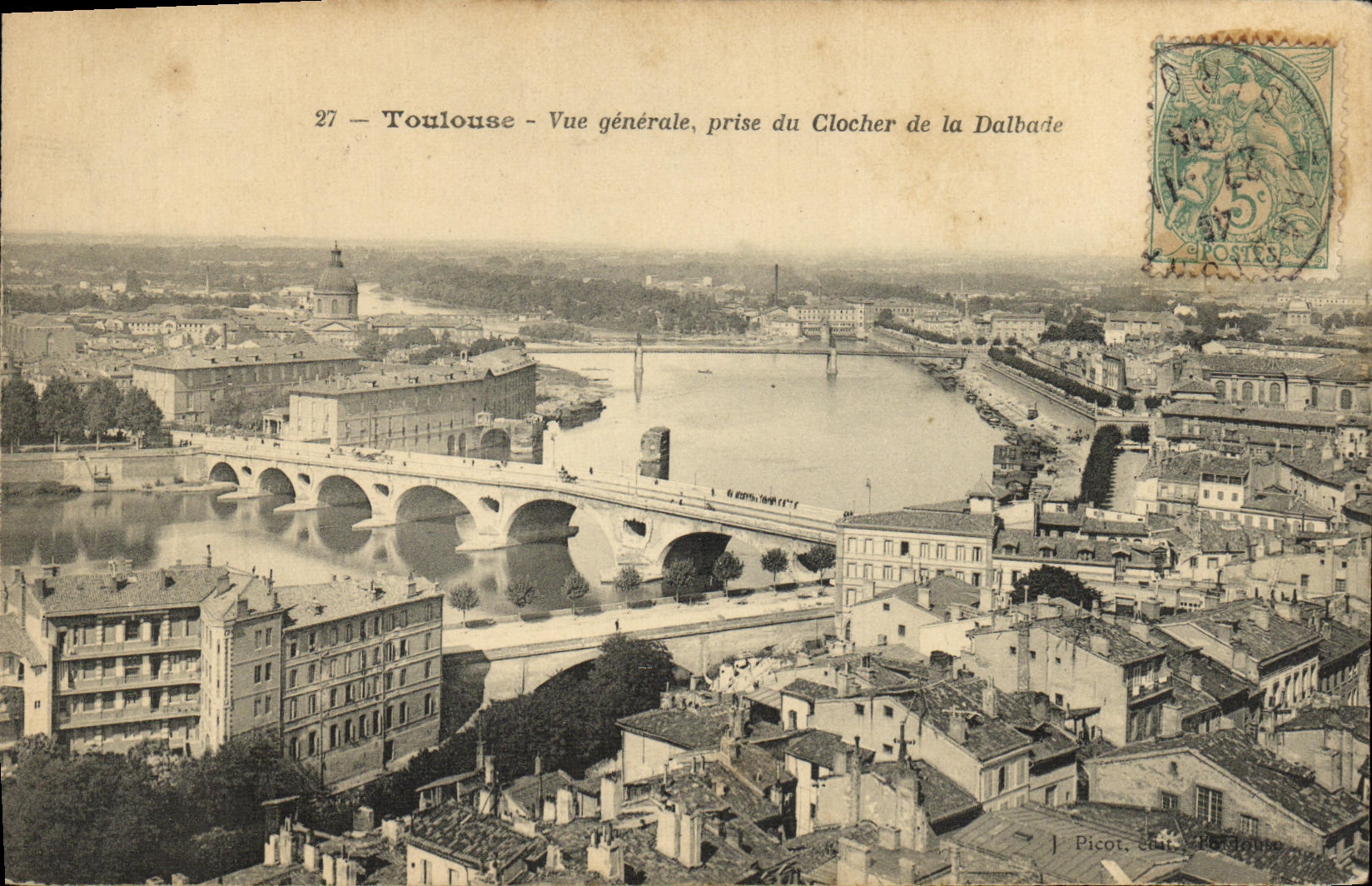 Toulouse - Vue générale, prise du Clocher de la Dalbade — J. Picot, série 27