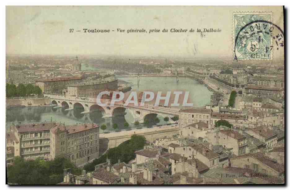Toulouse - Vue générale, prise du Clocher de la Dalbade — J. Picot, éditeur, Toulouse