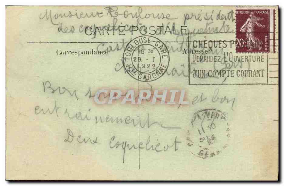 CPA Toulouse Souvenir — Verso
