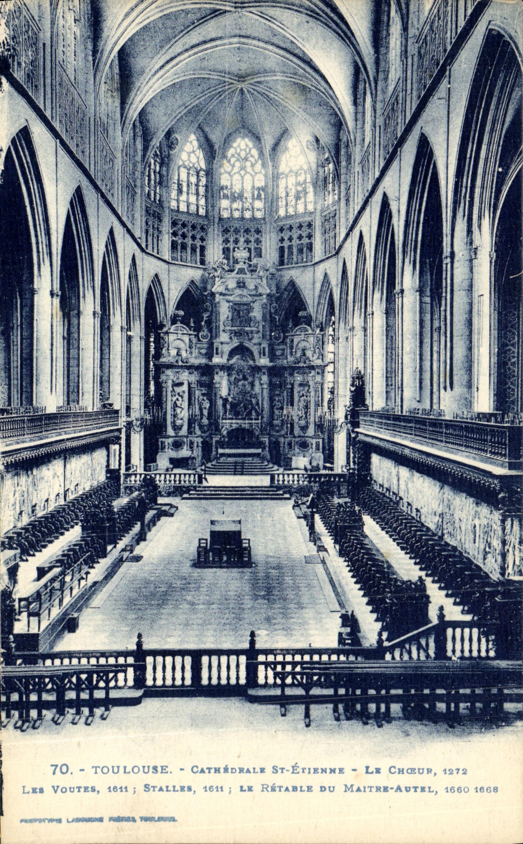 Toulouse - Cathédrale Saint-Étienne - Les Voutes, Stalles, Le Chœur et le Rétable du Maître-autel