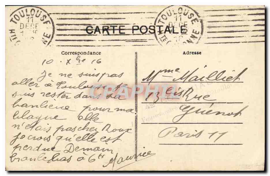 CPA Toulouse La Chaussee et le Pont du Quai de Tounis — Rückseite