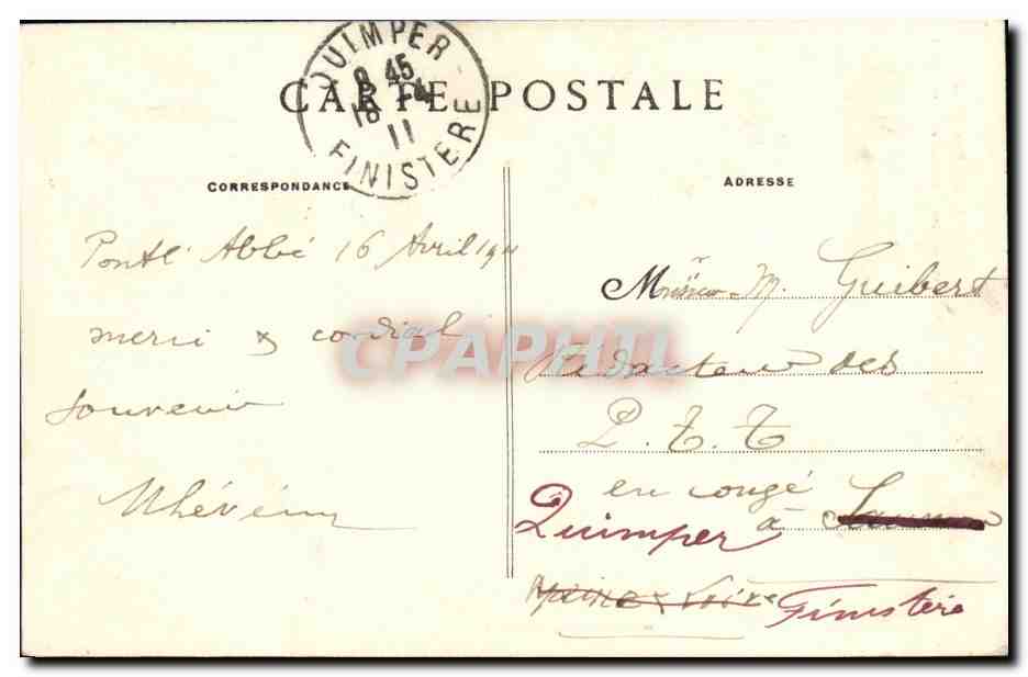 CPA En Bretagne Pont L abbe Kic Sal et Bara Segael Folklore Enfant  — Rückseite