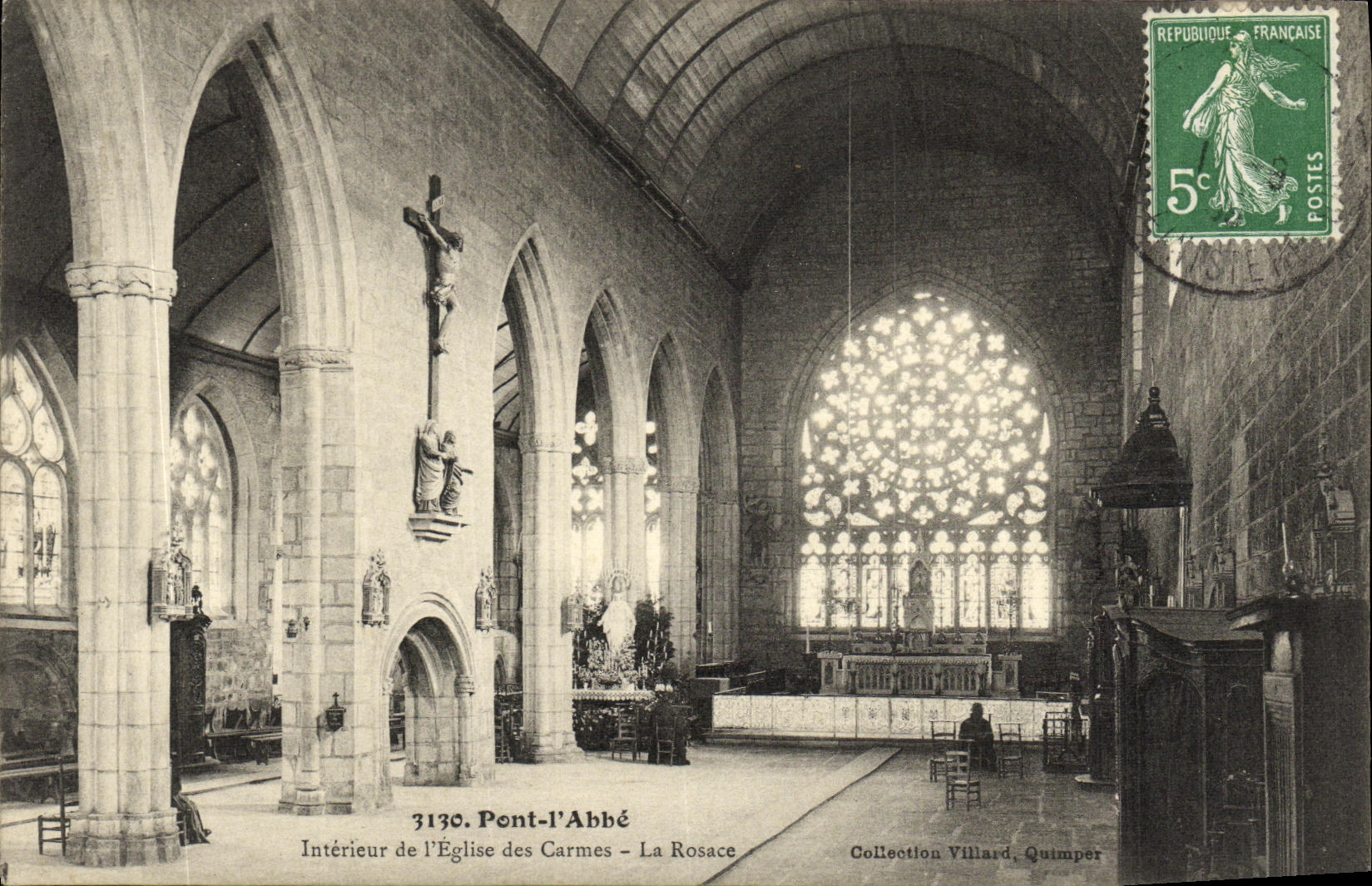 CPA Pont l Abbe Interieur de L eglise Carmes La Rosace
