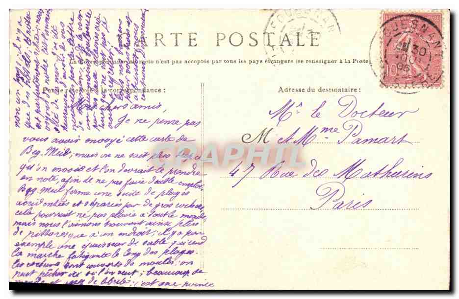 CPA Beg Meil Vue Generale de la Pointe — Rückseite