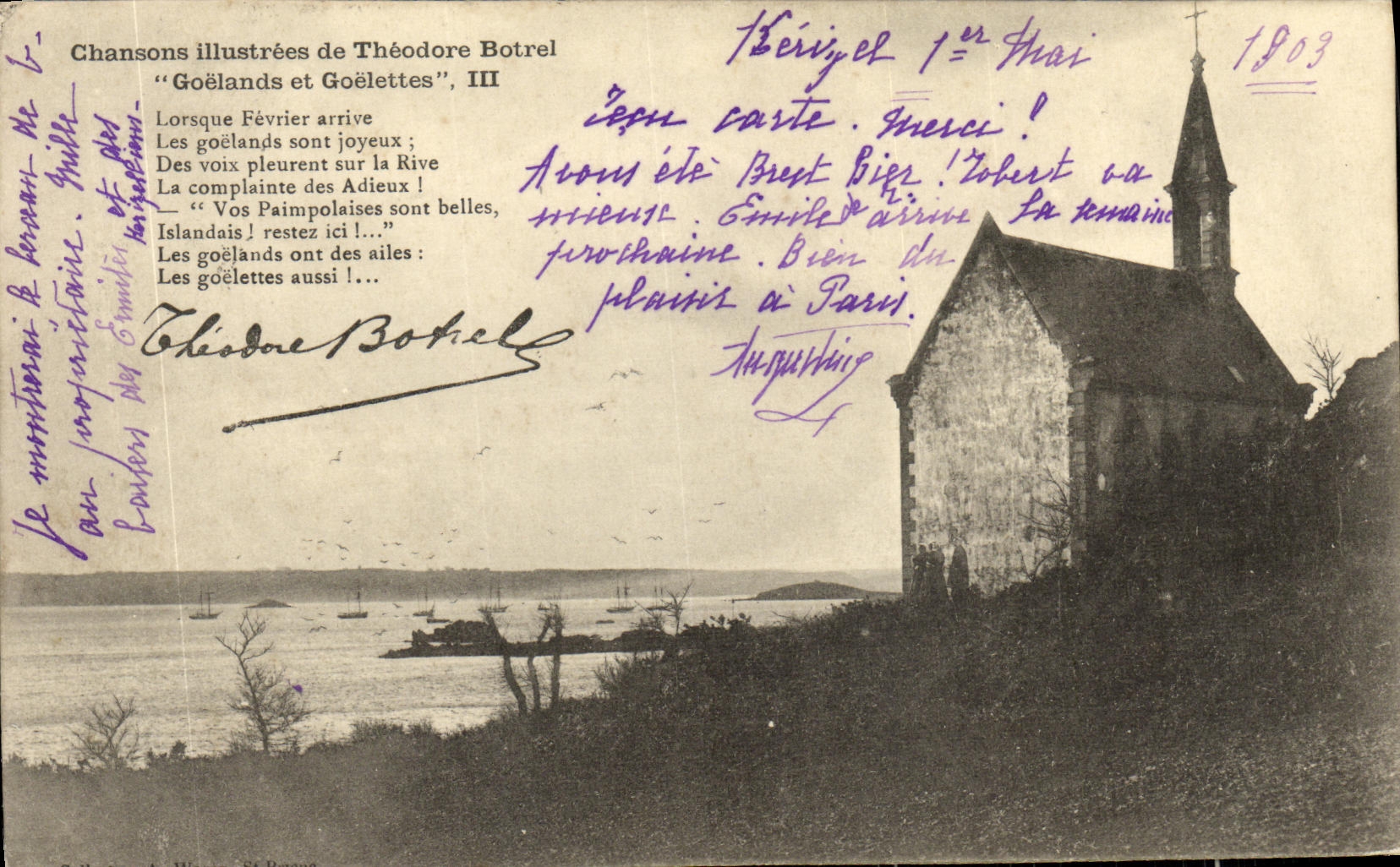 CPA Chansons Illustrees de Theodore Botrel Goelands et goelettes