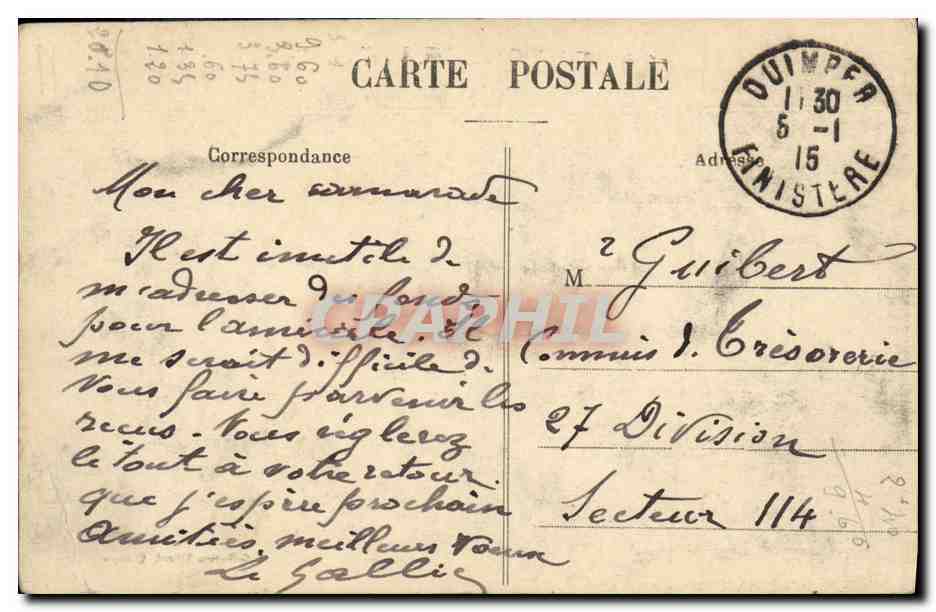 CPA La Vallee Tre auray Le Pont de Brech — Rückseite