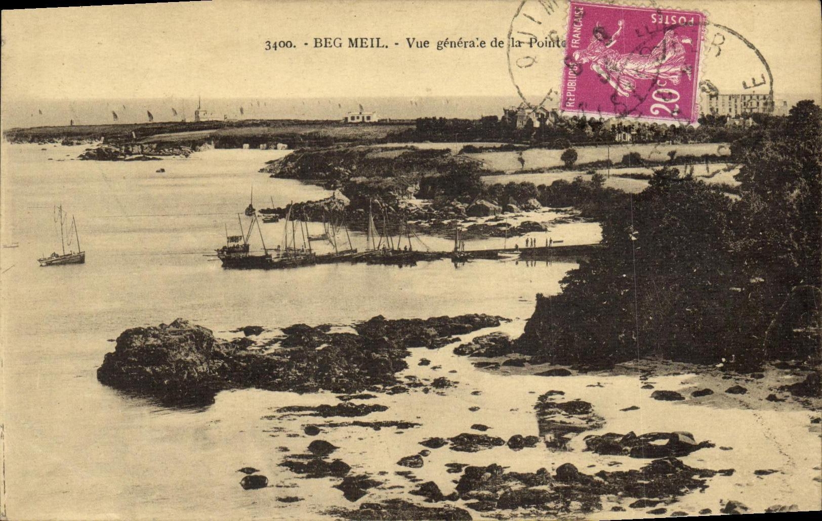 CPA Beg Meil Vue Generale de La Pointe Bateaux