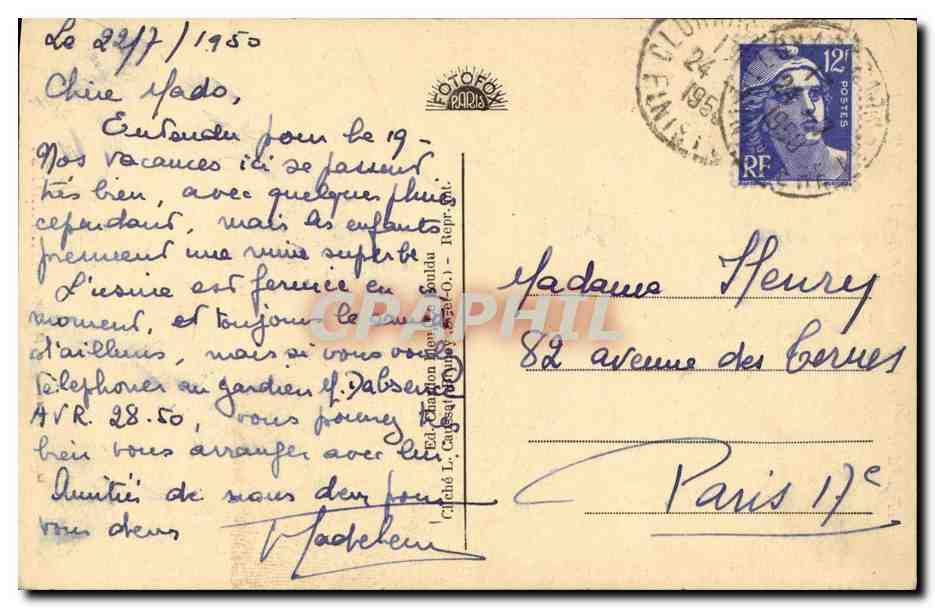 CPA Foret de Carnoet Une Allee Pres du Chateau de Barbe Bleue Le Pouldu — Rückseite