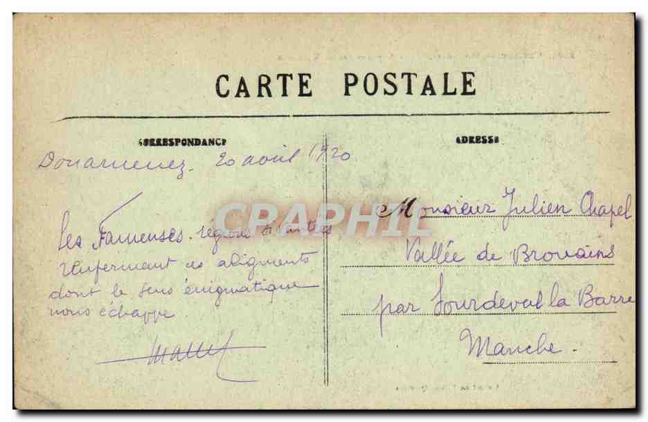 CPA Carnac Vue Generale des Alignements de Kermario — Rückseite