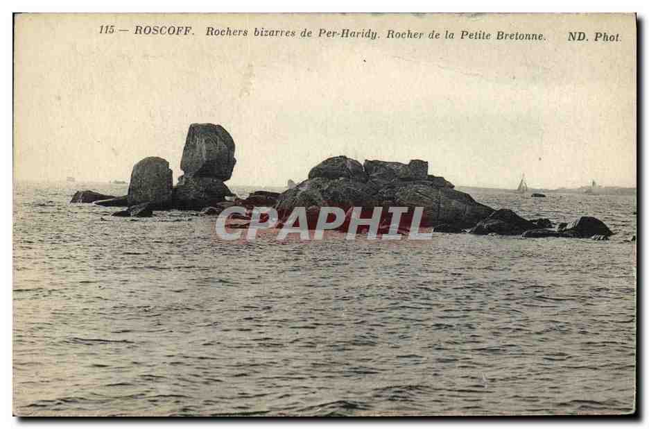 CPA Roscoff Rochers bizarres de Per Haridy Rocher de la petite Bretonne