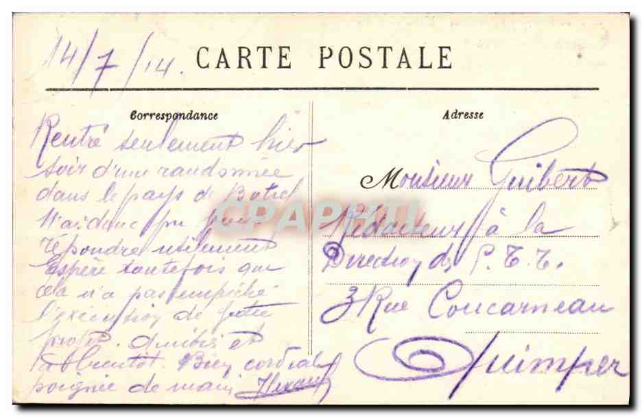 CPA De Quimperle a Pont Aven L Anse du Guilly Folklore  — Rückseite