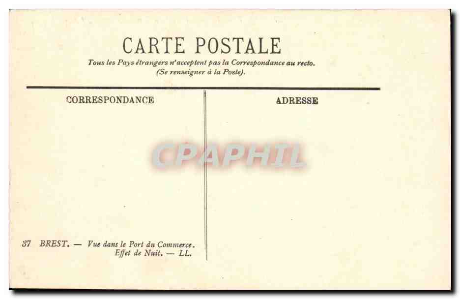 CPA Brest Vue dans le port de commerce Bateaux  — Rückseite