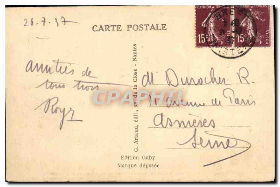 CPA Brest Photo marquette de la Nouvelle Gare — Rückseite