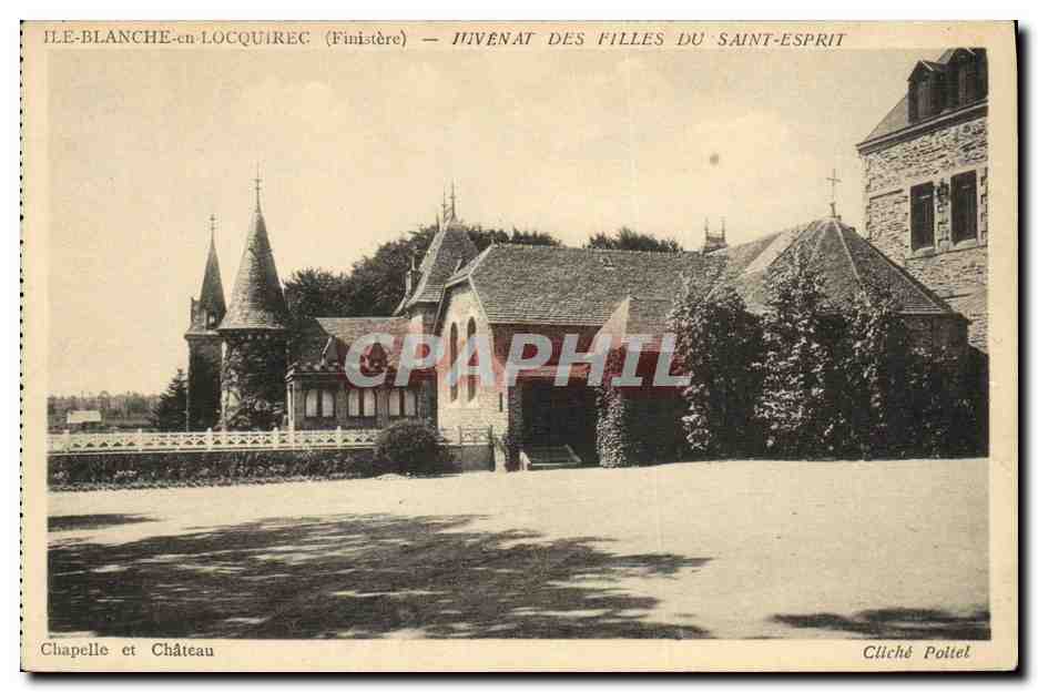 CPA Ile Blanche en Locquirec Juvenat des Filles du Saint Esprit Chapelle et chateau
