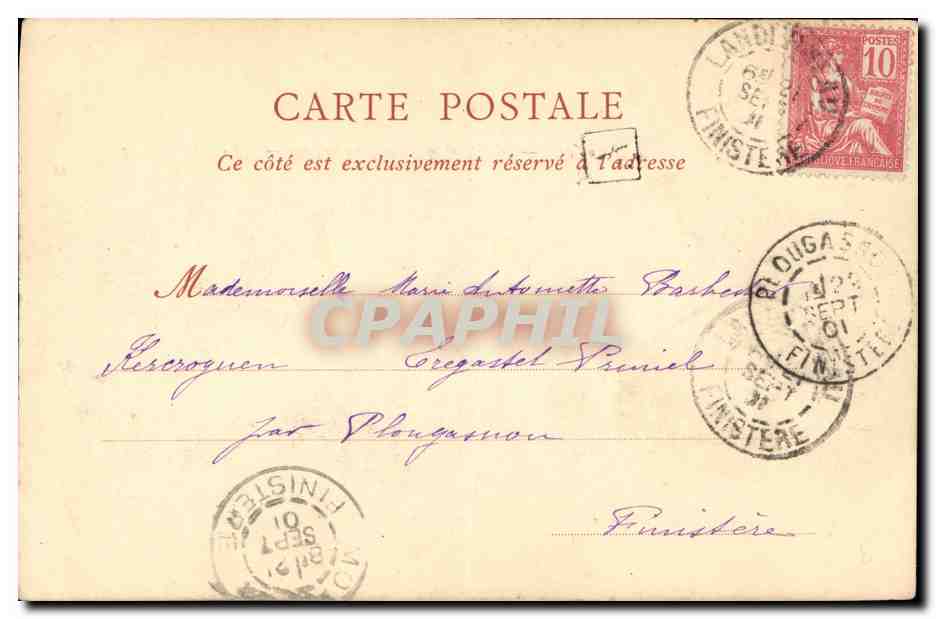 CPA La Huelgoat Rochers du Menage de la Vierge — Rückseite