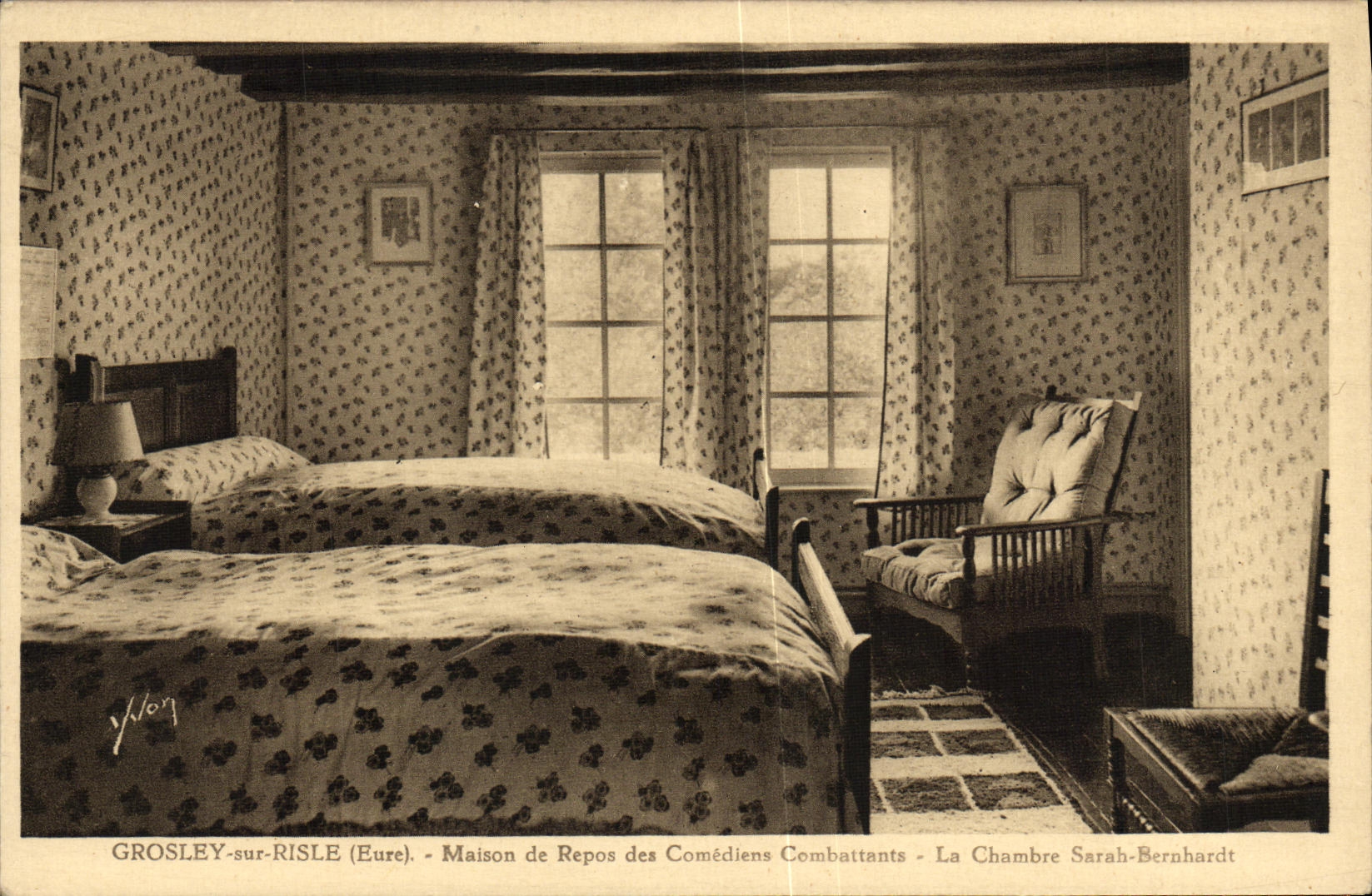 CPA Grosley sur Risle La Maison de Repos des Comediens Combattants la chambre de Sarah Bernhardt